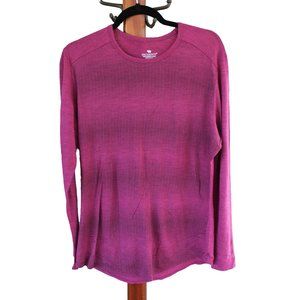 Seg'ments MERINO WOOL long sleeve Tee Women LARGE Dark Fuchsia EUC